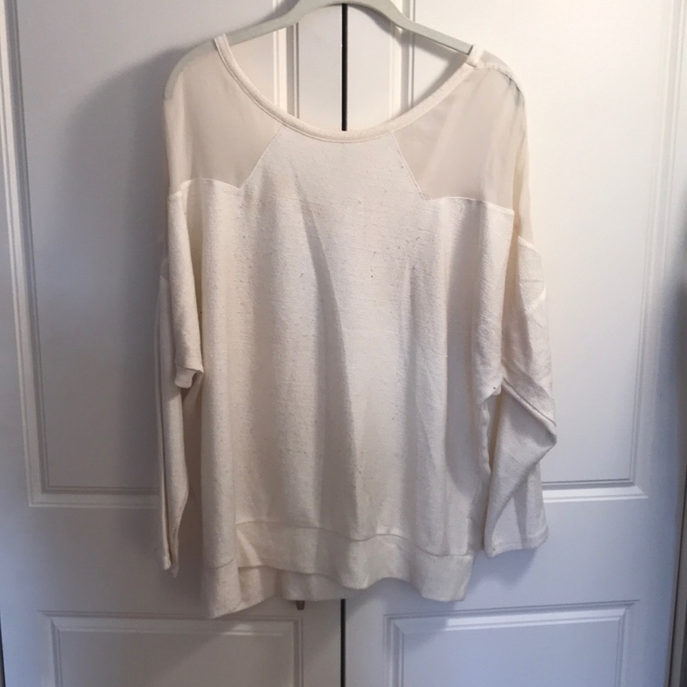BCBGeneration White Sheer Sweater Size L